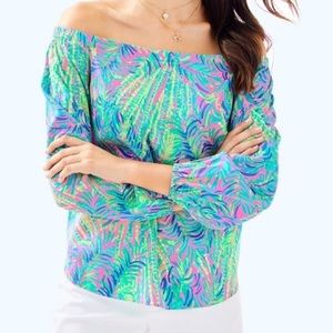 Lilly Pulitzer Adira Silk Top Coco Breeze NWT